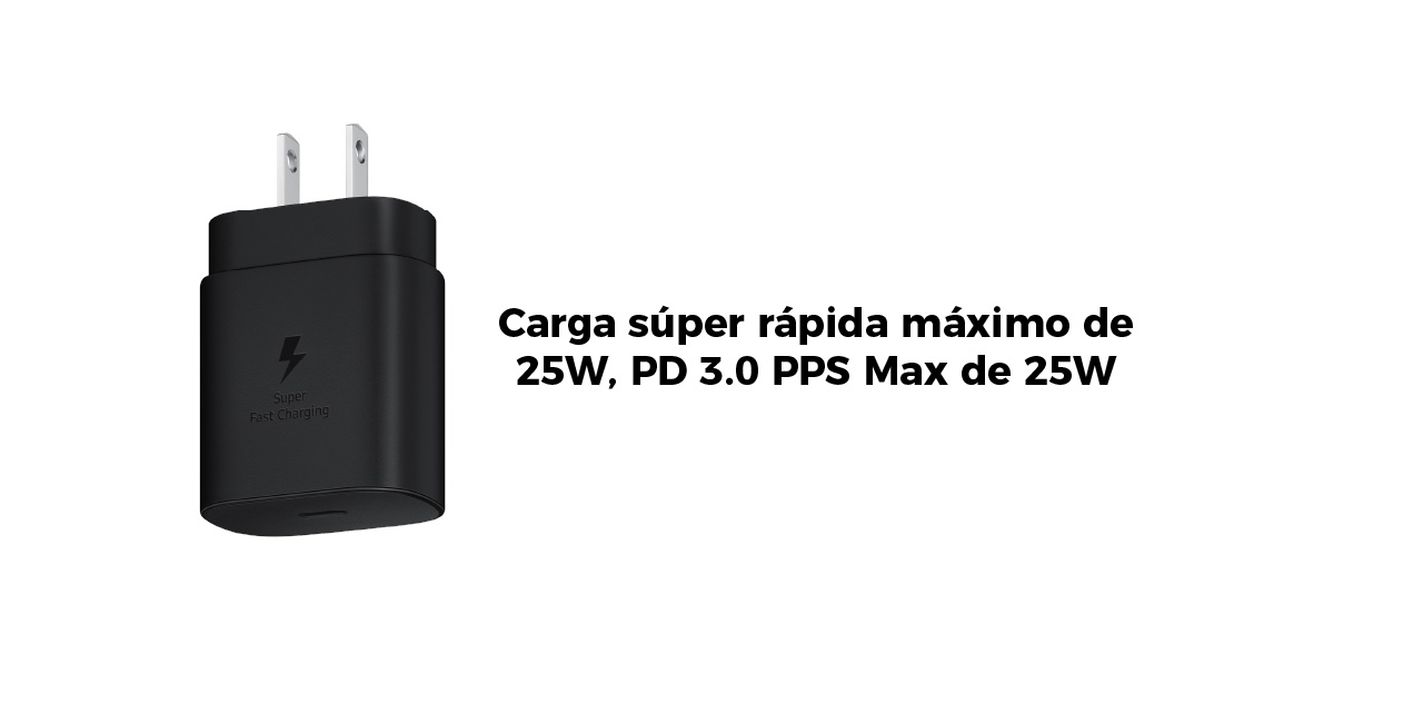 Carga súper rápida máximo de 25W, PD 3.0 PPS Max de 25W