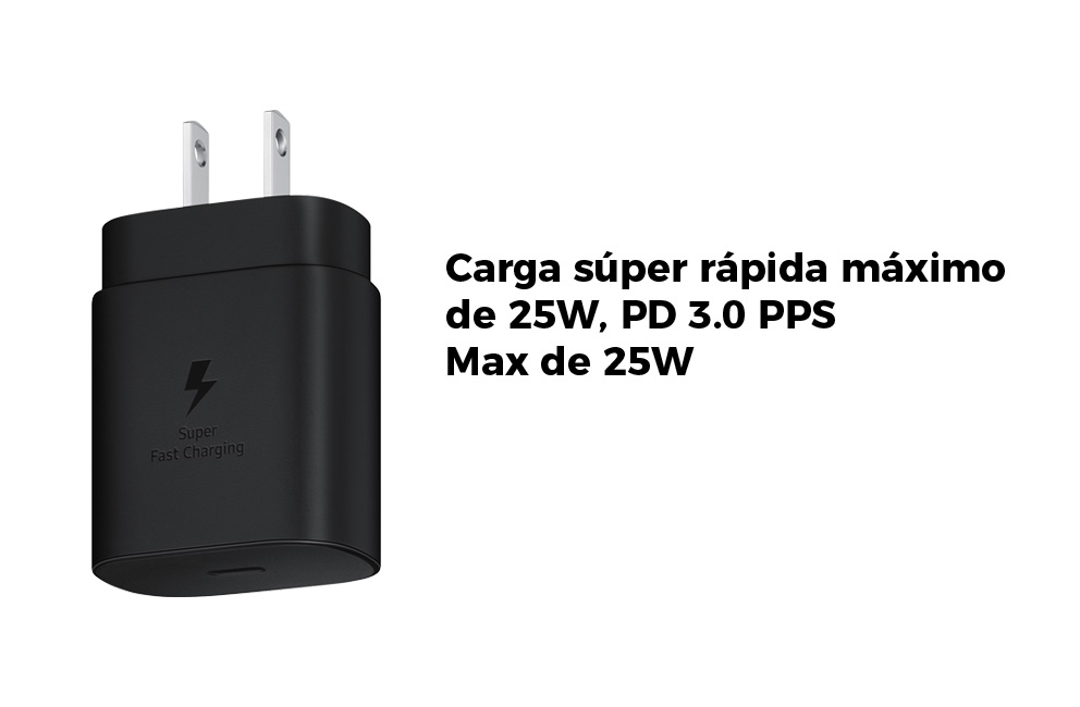 Carga súper rápida máximo de 25W, PD 3.0 PPS Max de 25W