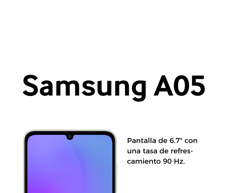 Samsung Galaxy A05 con pantalla de 6.7 pulgadas