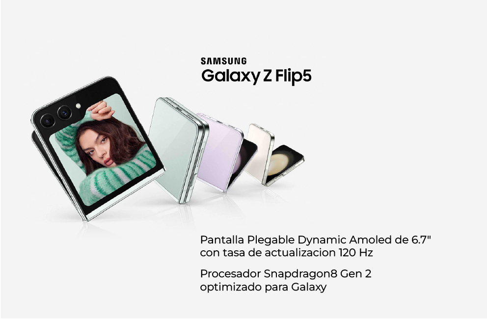 Samsung Galaxy Z Flip5 con pantalla plegable Dynamic Amoled