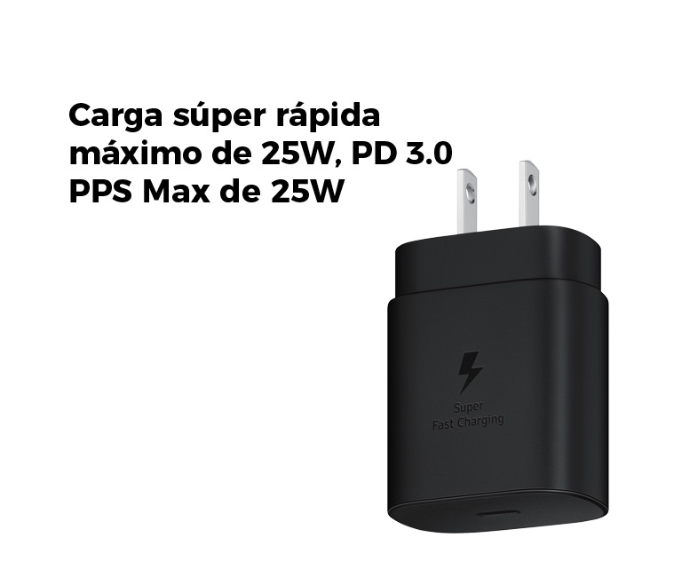 Carga súper rápida máximo de 25W, PD 3.0 PPS Max de 25W