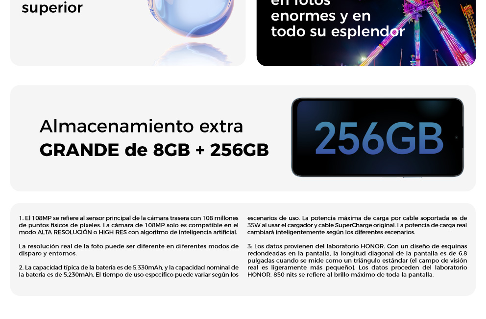 Almacenamiento extra grande de 8GB + 256GB