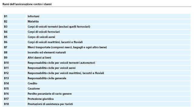 Rami dell'assicurazione contro i danni