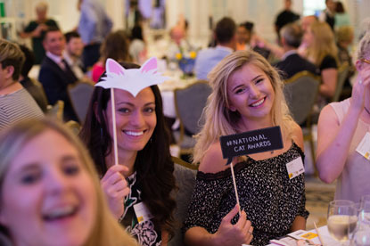 Guests with cat masks and props at the National Cat Awards 2016