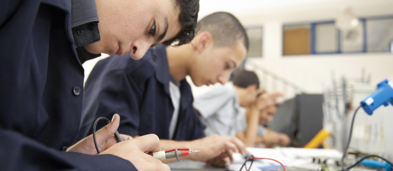 Students in a science lab