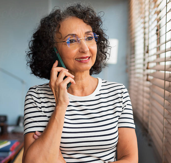 A women taking a phone call