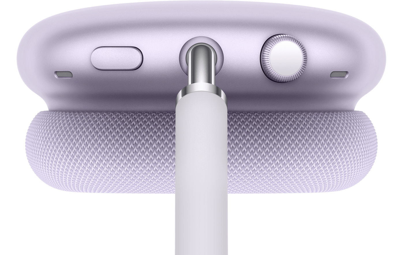 A graphic representing Transparency mode with a line pointing to the the noise control button on AirPods Max