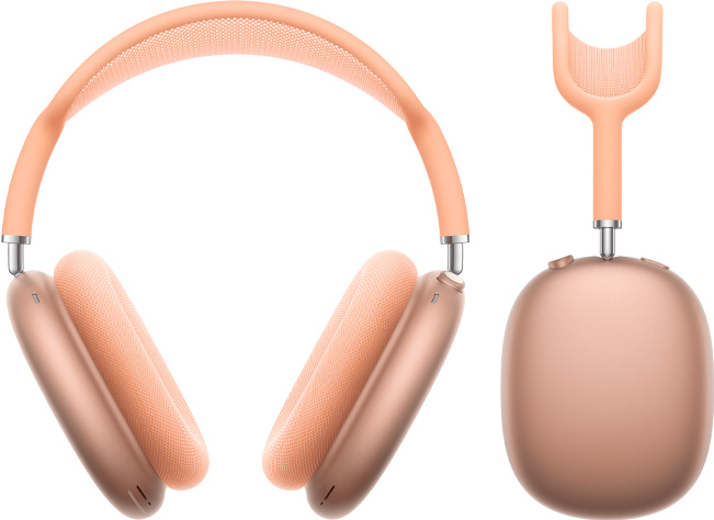 AirPods Max Orange shot from the front and from the side