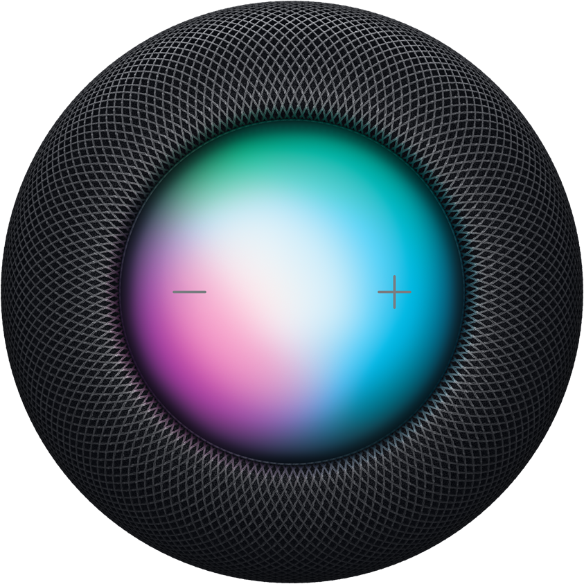 Draufsicht auf den HomePod, Siri ist aktiviert