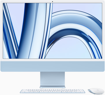 Vorderansicht des iMac in Blau