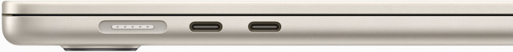 Side view of MacBook Air showcasing MagSafe and two thunderbolts