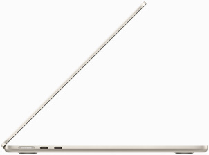 Side view of MacBook Air in Starlight colour