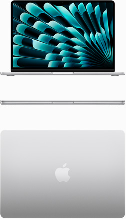 Front and top view of MacBook Air in Silver colour