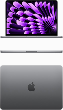 Front and top view of MacBook Air in Space Grey colour