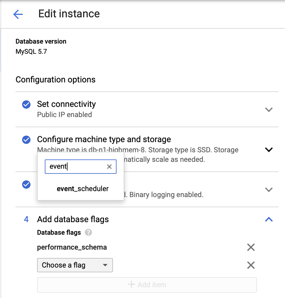 Edit the event scheduler instance in the console.