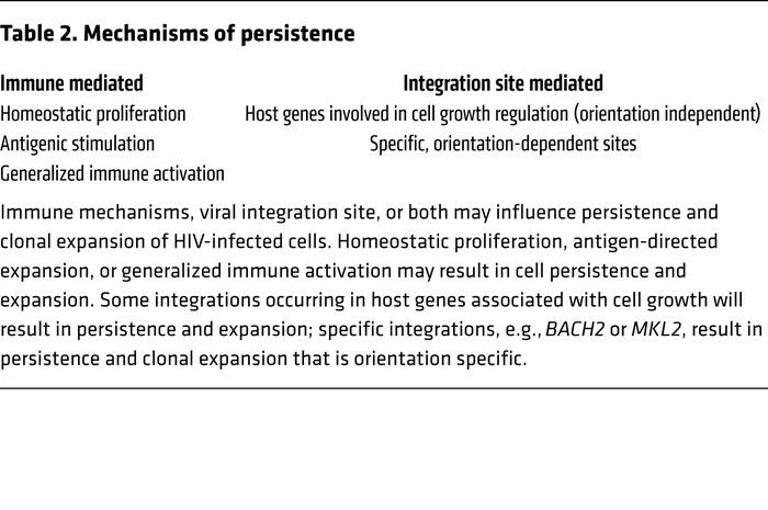 Mechanisms of persistence