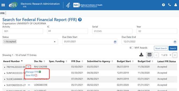 Figure 1: The new search results screen, with three-dot ellipsis icons to perform actions.