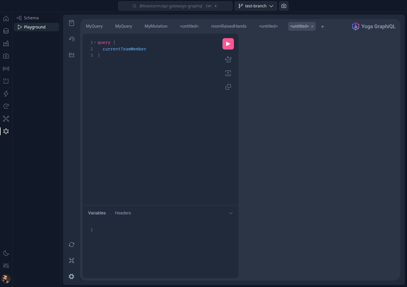 screenshot of the graphql playground