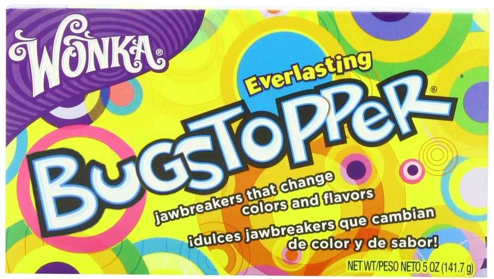 A photoshopped box of Everlasting Gobstoppers that says EverlastingBugstopper instead