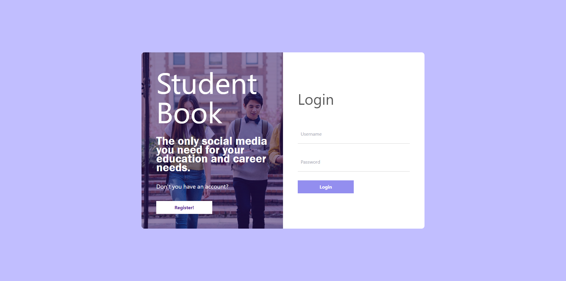 Login page