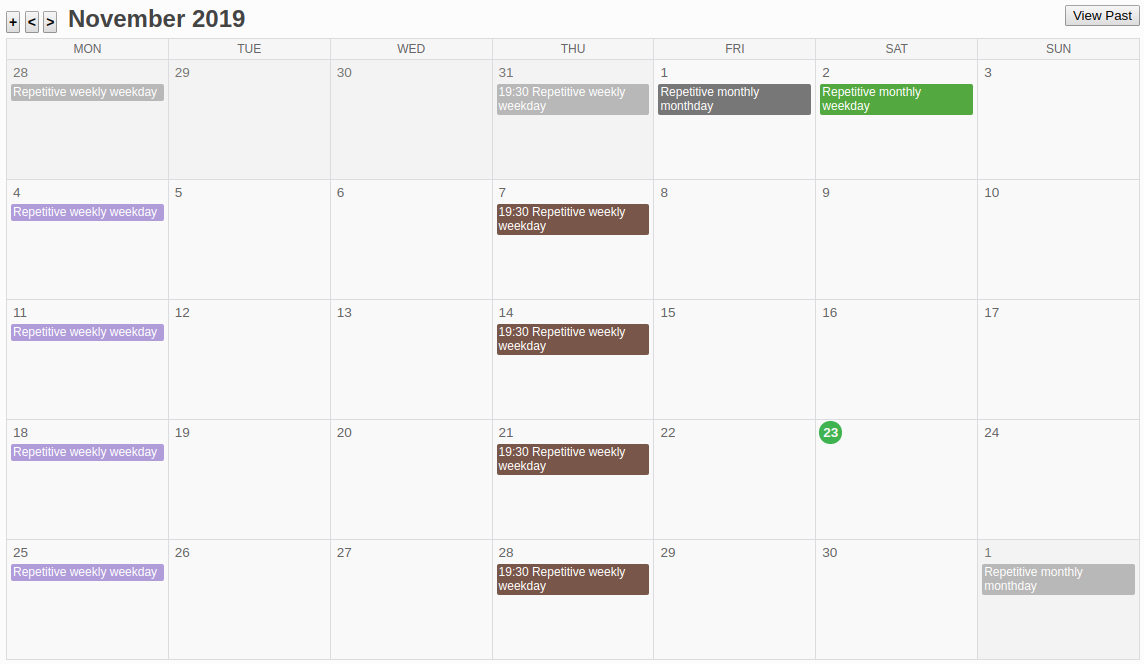 Main calendar view