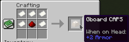 Crafting recipe of the Gboard CAPS. 1st row: 3 Paper. 2nd row: 1 paper, 1 redstone, 1 paper. 3rd row: empty