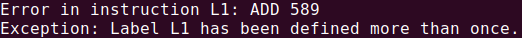 error: multiple label definitions