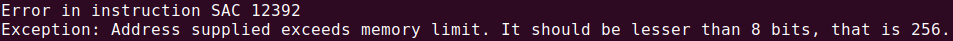 error: Address out of bounds