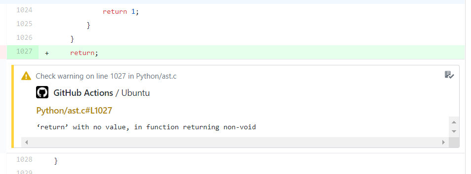 Matcher in action in pull request