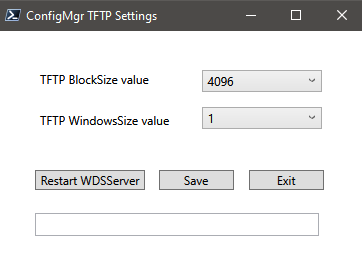 Configuration Manager TFTP Settings GUI