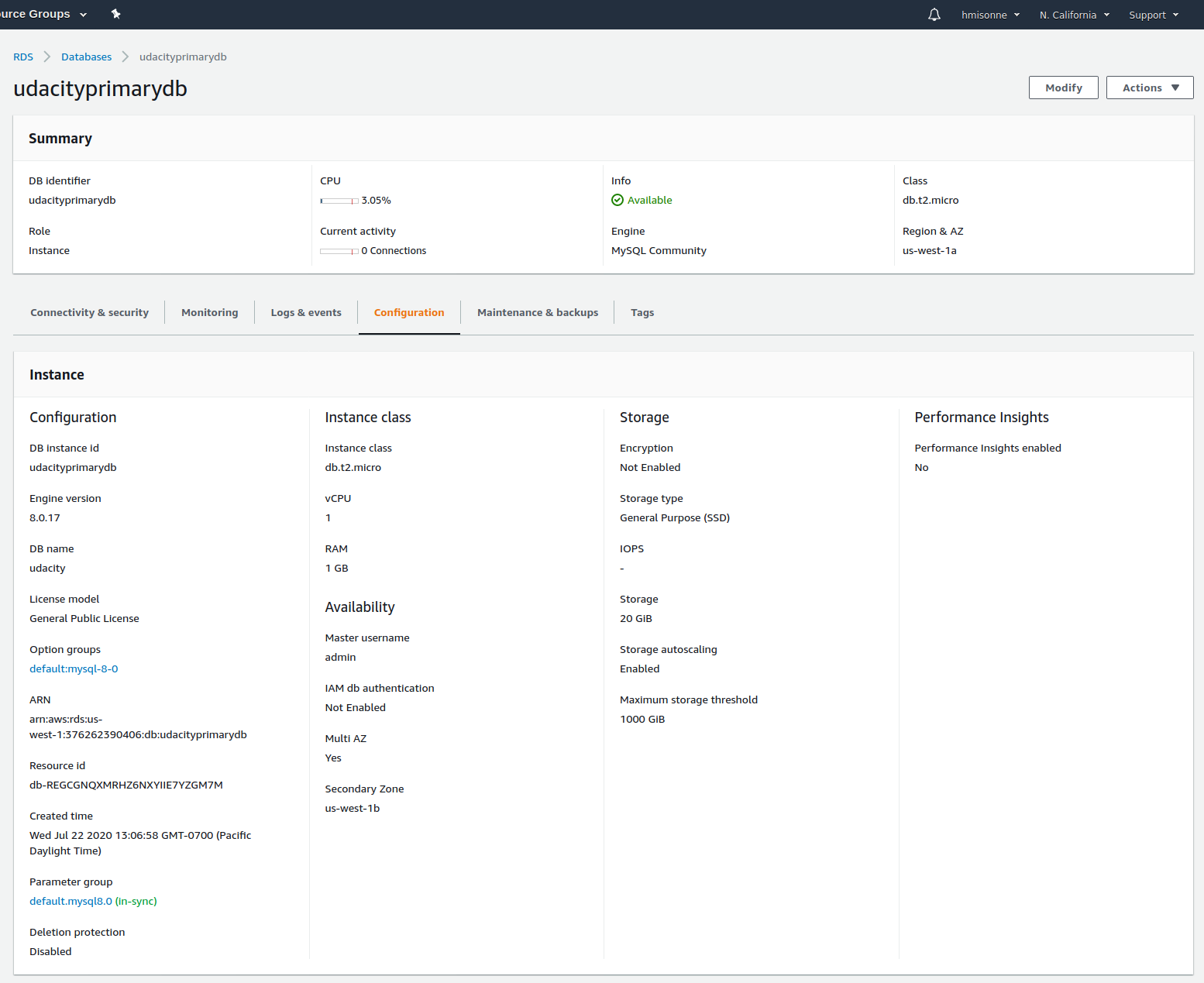 Primary DB config