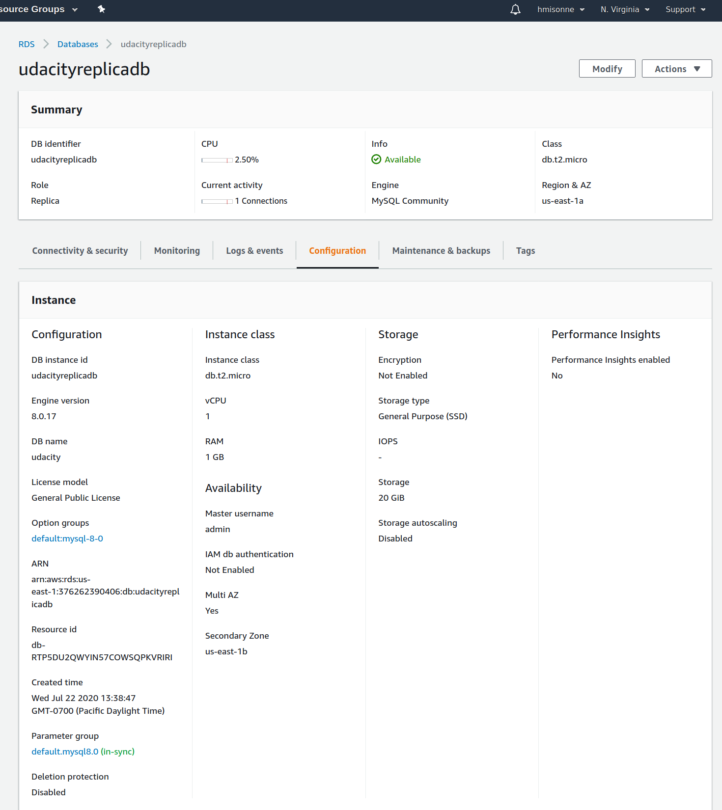 Secondary DB config