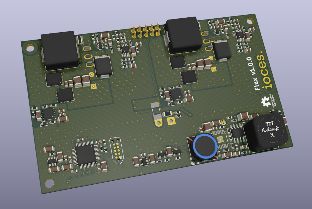 Rendering of the Flux PCB from the top