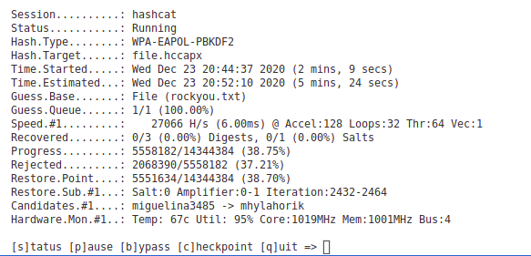 Hashcat Status