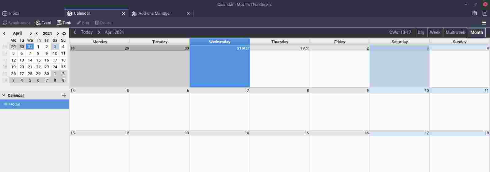 Calendar window