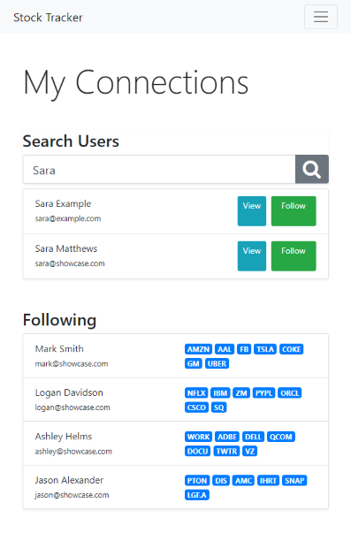 Search Users to Create Connections and See What They are Tracking