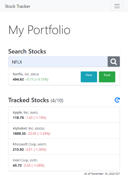 Search Stocks and Add to Your Portfolio to Track