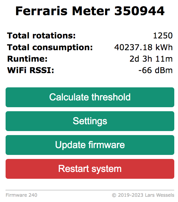 main page of
embedded web server