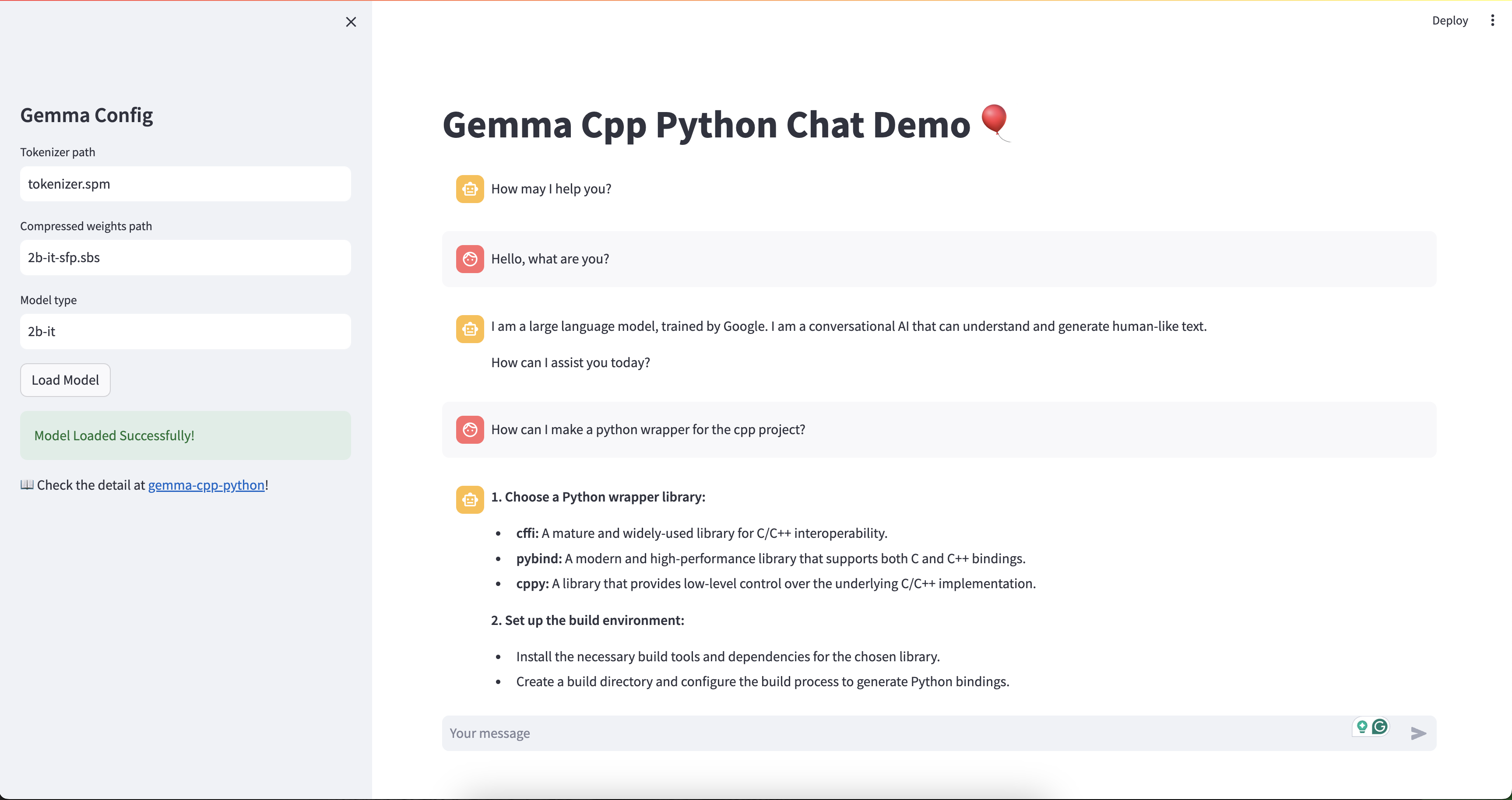 Gemma Cpp Python Chat Demo