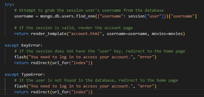 Session Token Error Handling