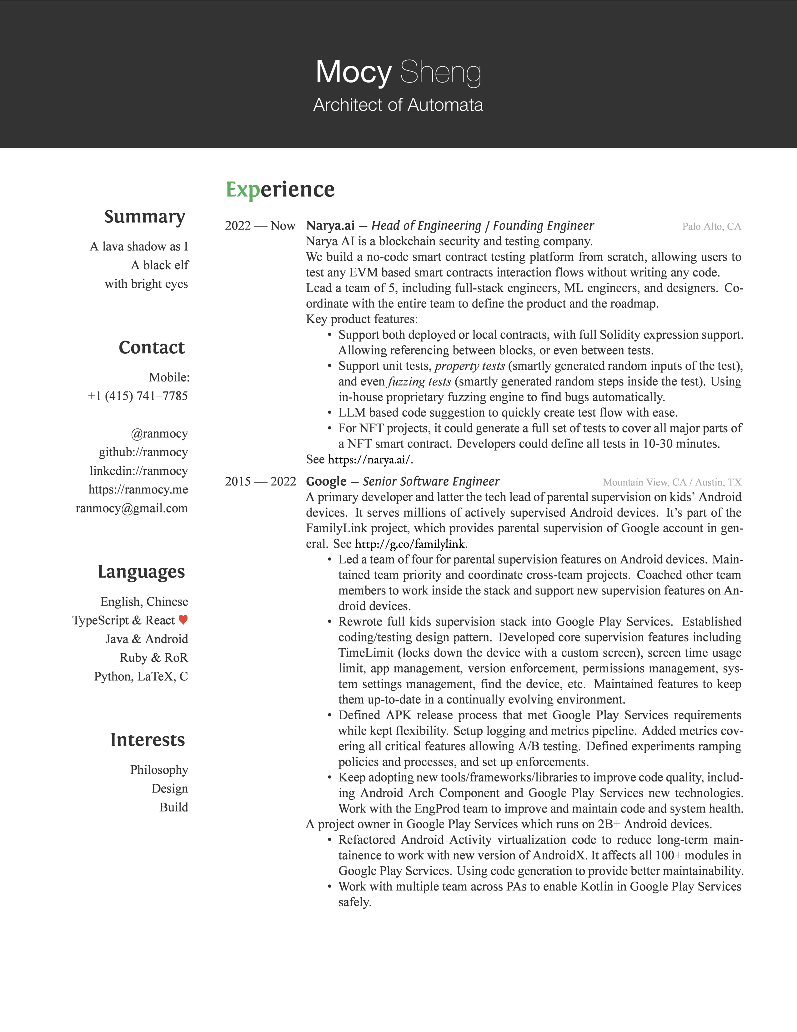 CV page 1