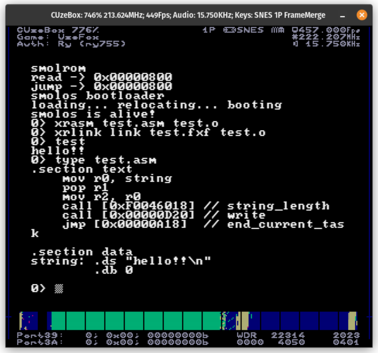 Screenshot of UzeFox running in cuzebox