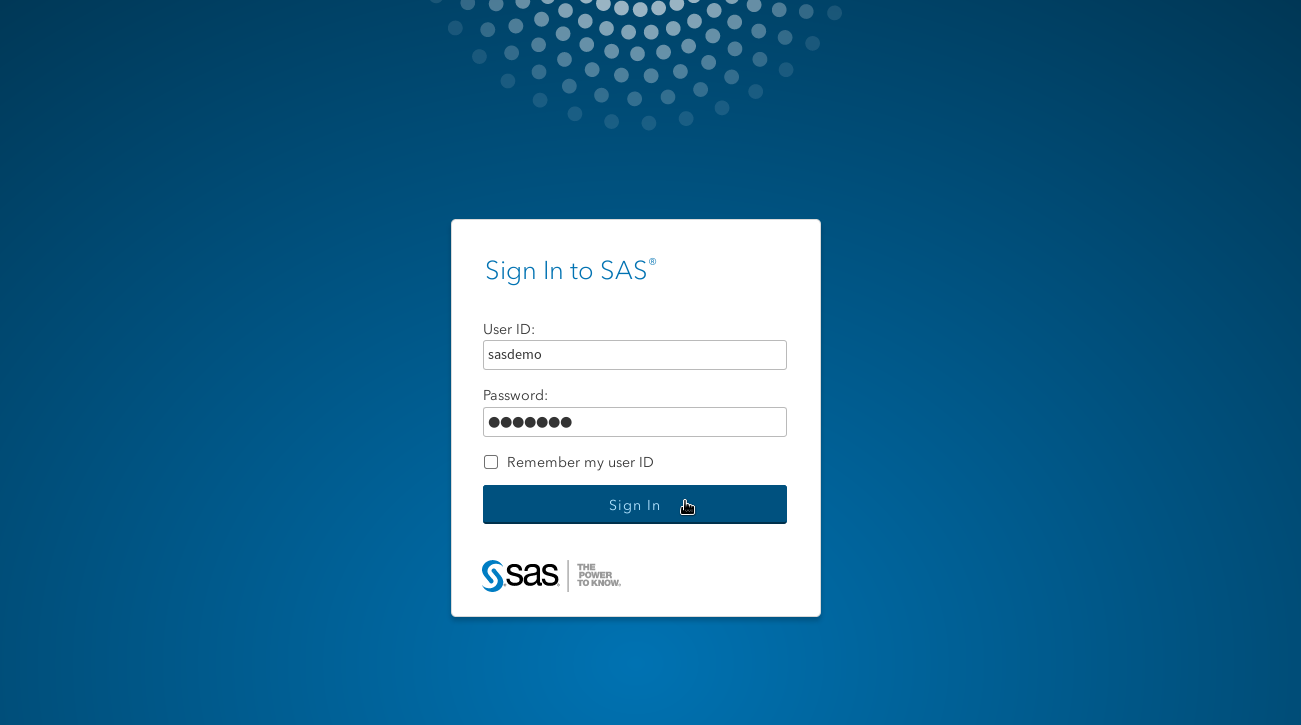 SAS Logon Screen