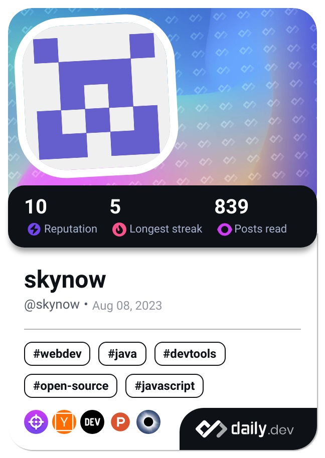 skynow's Dev Card