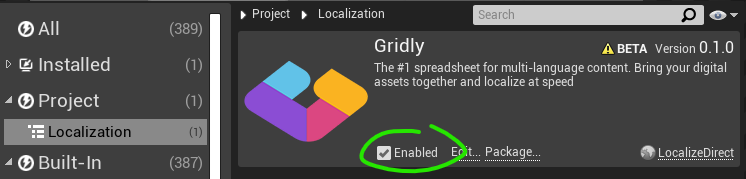 Enable Gridly UE5.4 Plugin