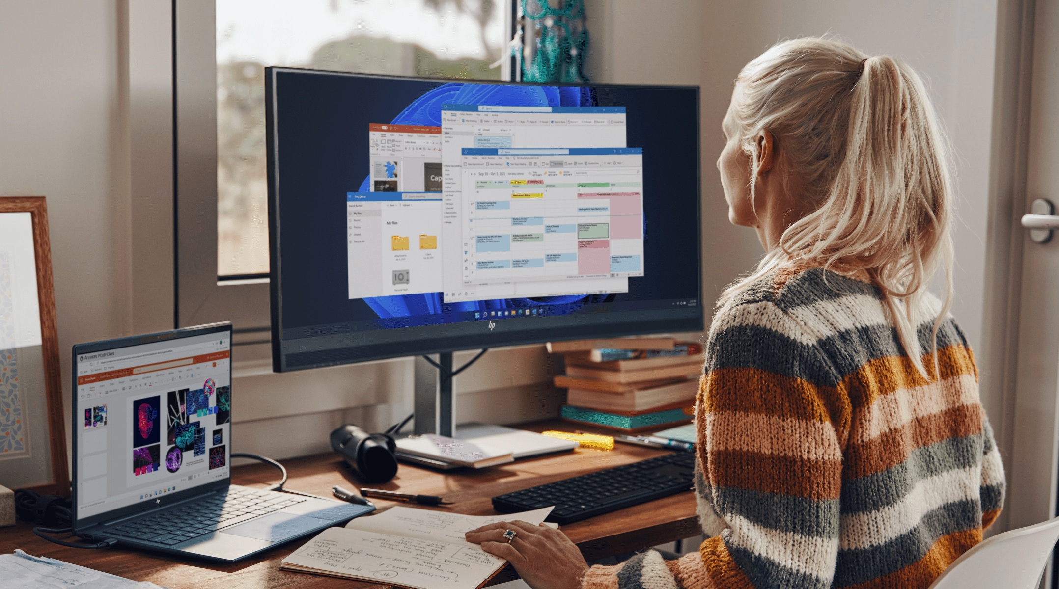 Woman working with tablet at desk