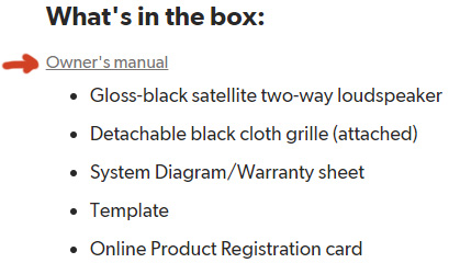 A link to the owner's manual is in the What's in the Box section of the product details page.