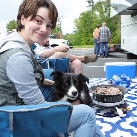 Rayna and Juliet help test an RV A/V system at Crutchfield HQ.