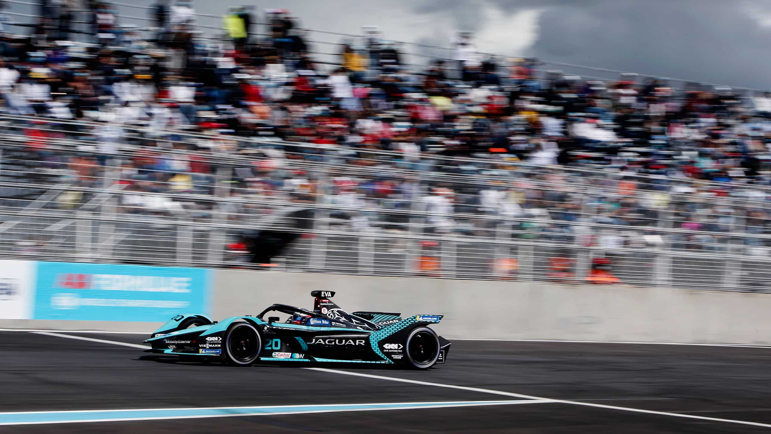 Panasonic Jaguar Racing Car Running on Tracker