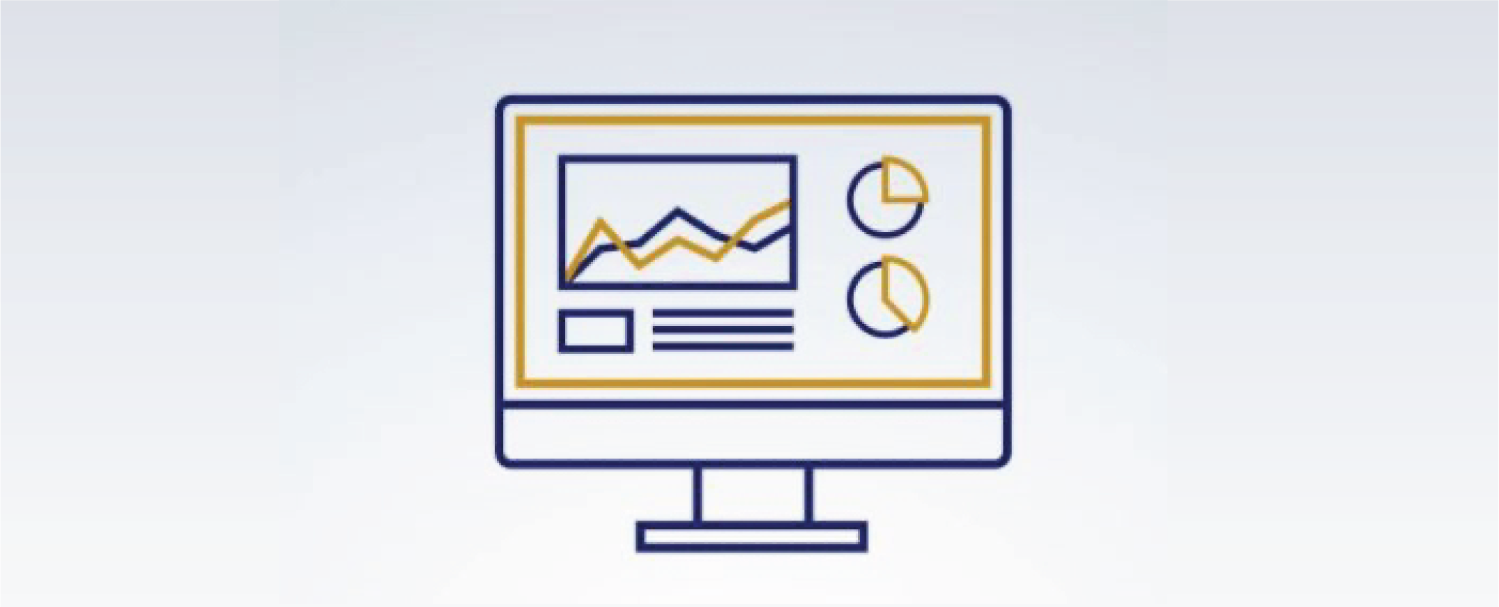 Outlined monitor displaying report charts.